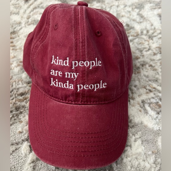 Altar'd State Accessories - Altar’d State Faded Maroon Baseball Hat - Kind People Are My Kinda People